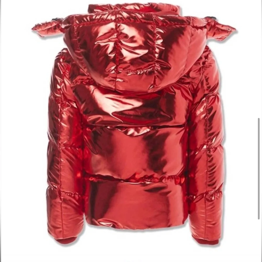 JORDAN CRAIG boy's youth metallic holographic hooded bubble jacket red 6 read - Picture 4 of 12